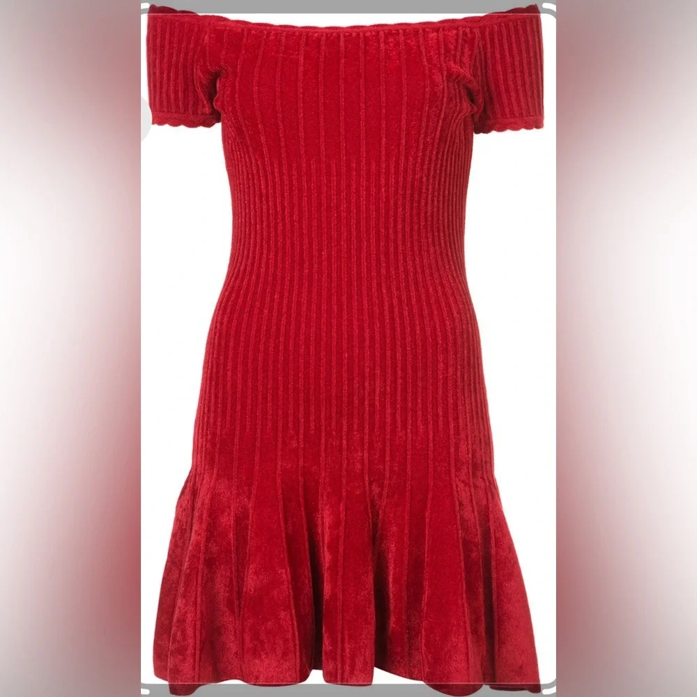 Ronny Kobo XS chenille Karin off sleeve scalloped neckline dress - Picture 2 of 10